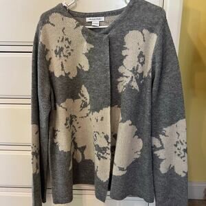 99 Jane Street Women's Gray & Cream Floral Cardigan Size XL Cozy Classic Office